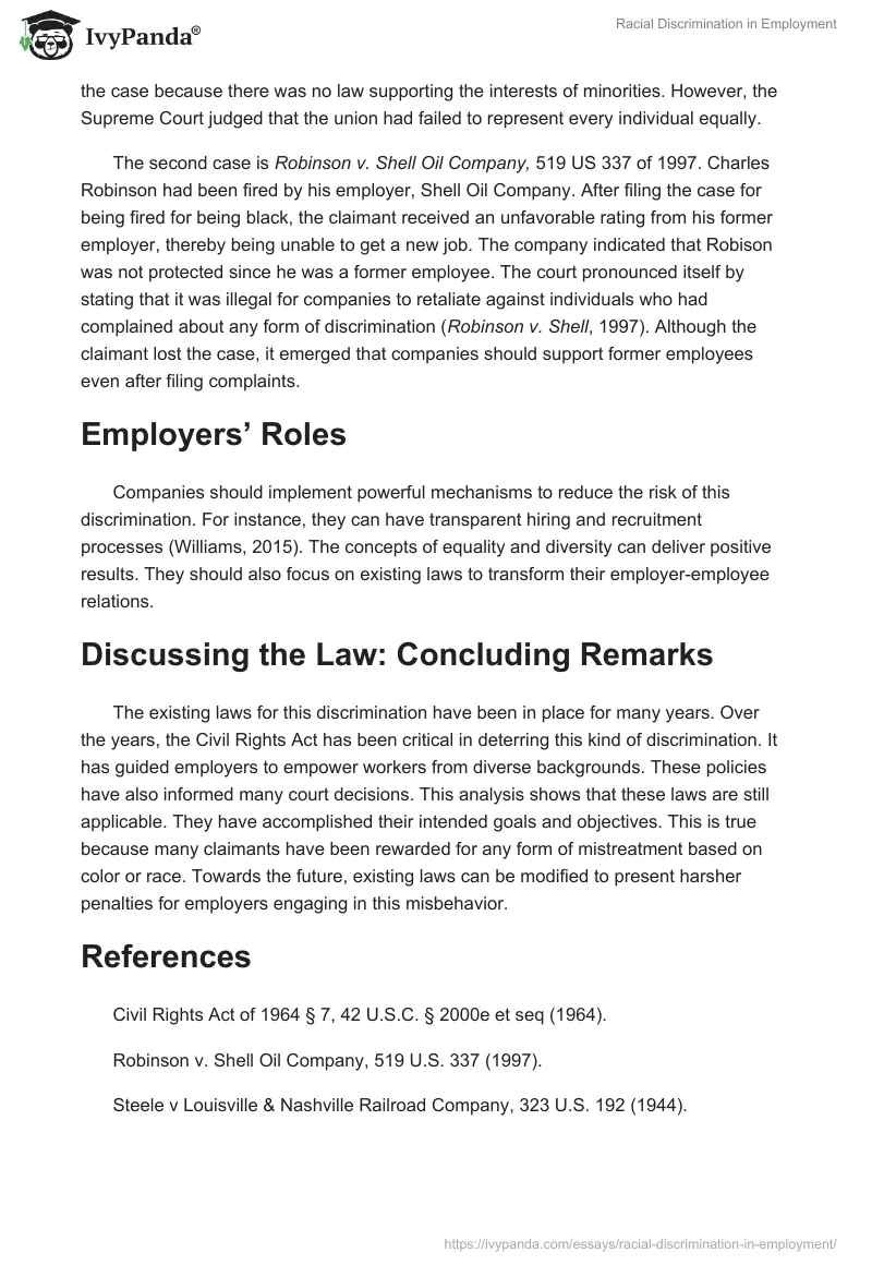 Racial Discrimination in Employment. Page 2