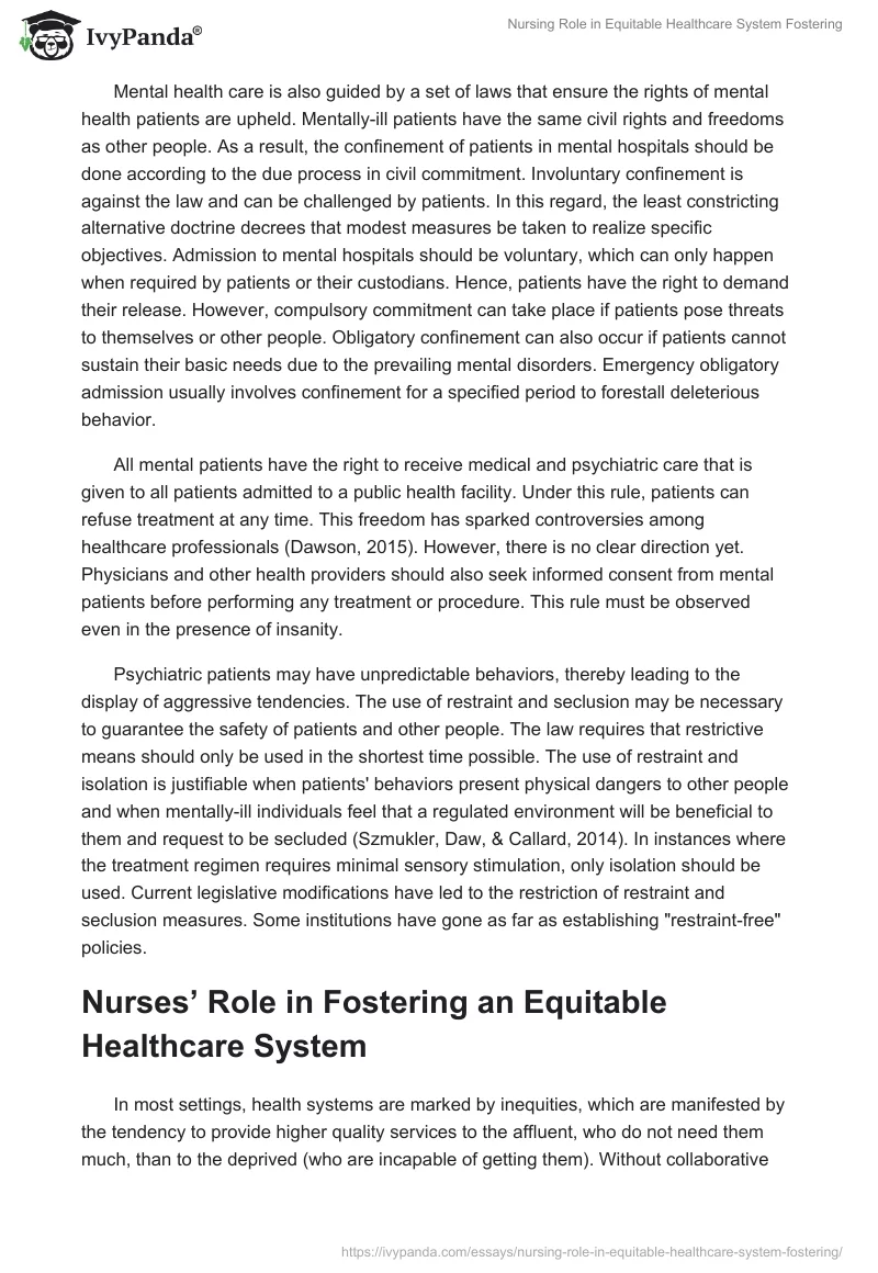 Nursing Role in Equitable Healthcare System Fostering. Page 2