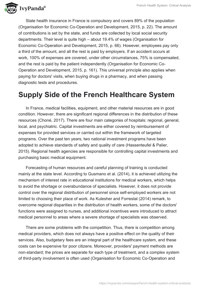 French Health System: Critical Analysis. Page 2