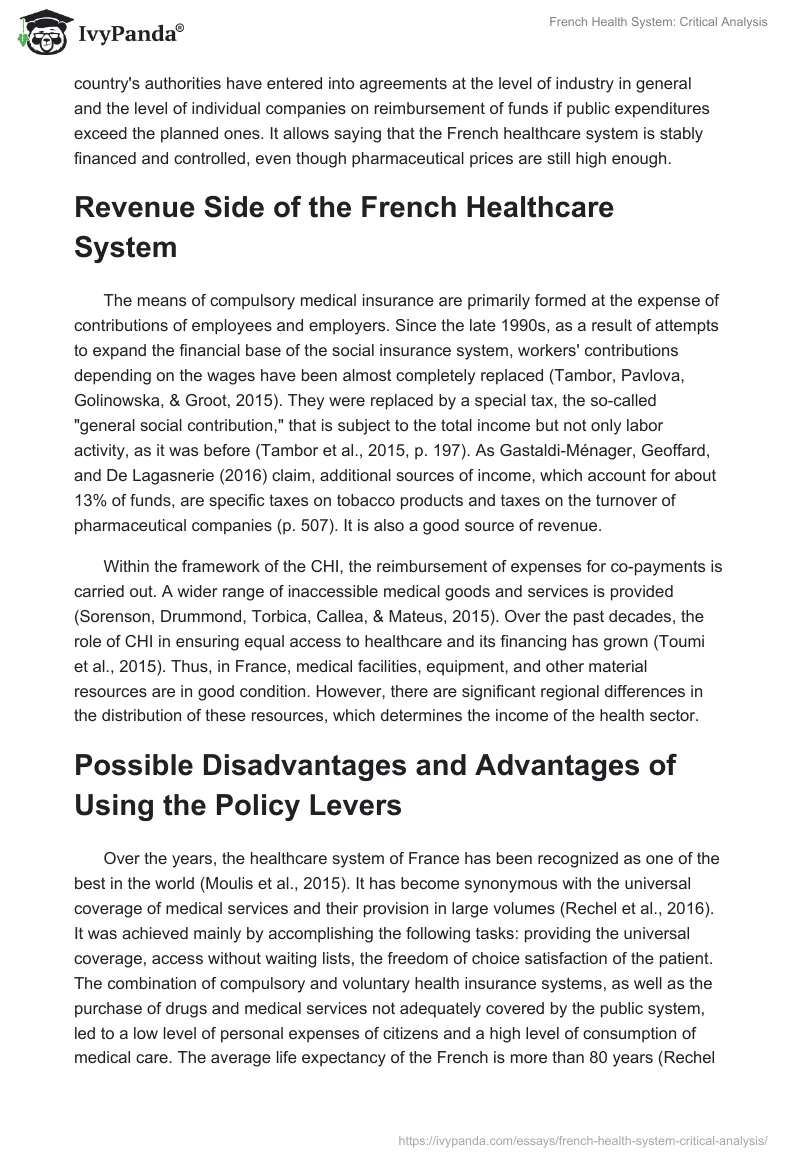 French Health System: Critical Analysis. Page 5