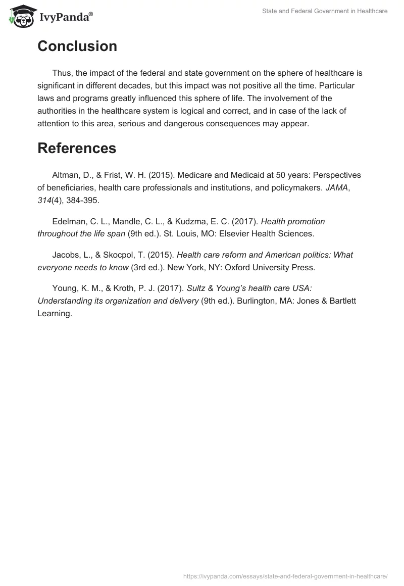State and Federal Government in Healthcare. Page 3