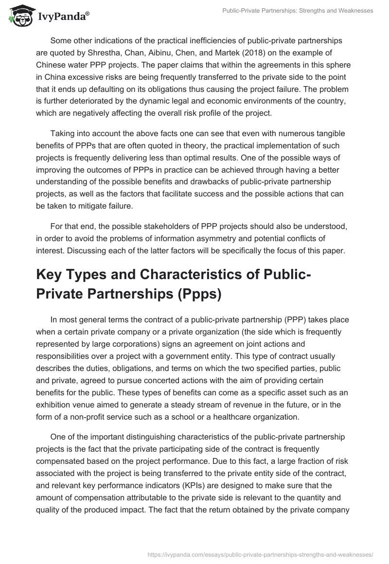 Public-Private Partnerships: Strengths and Weaknesses. Page 2