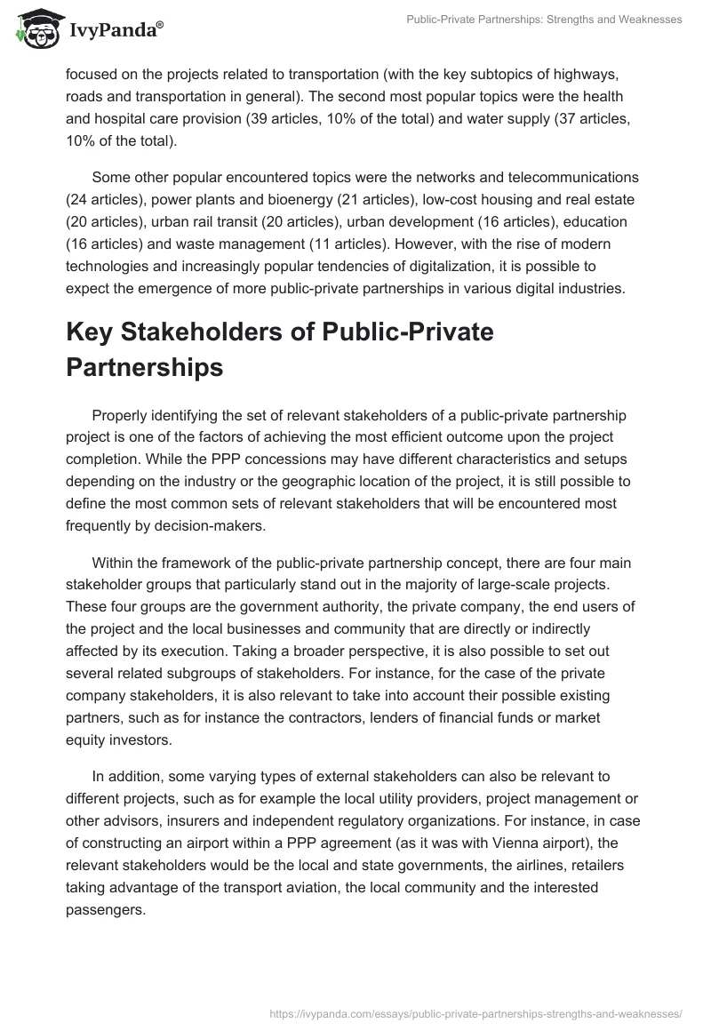 Public-Private Partnerships: Strengths and Weaknesses. Page 4