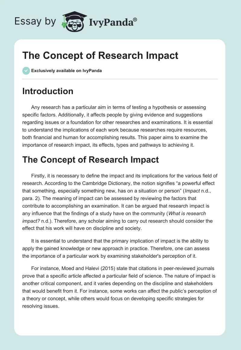 The Concept of Research Impact. Page 1