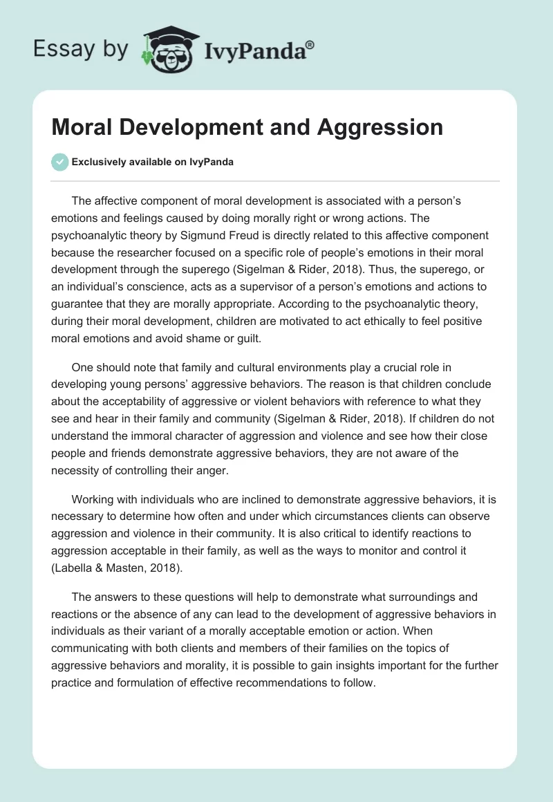 Moral Development and Aggression. Page 1