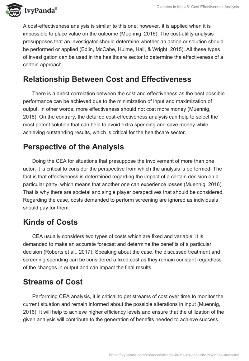 Diabetes in the US: Cost Effectiveness Analysis. Page 2