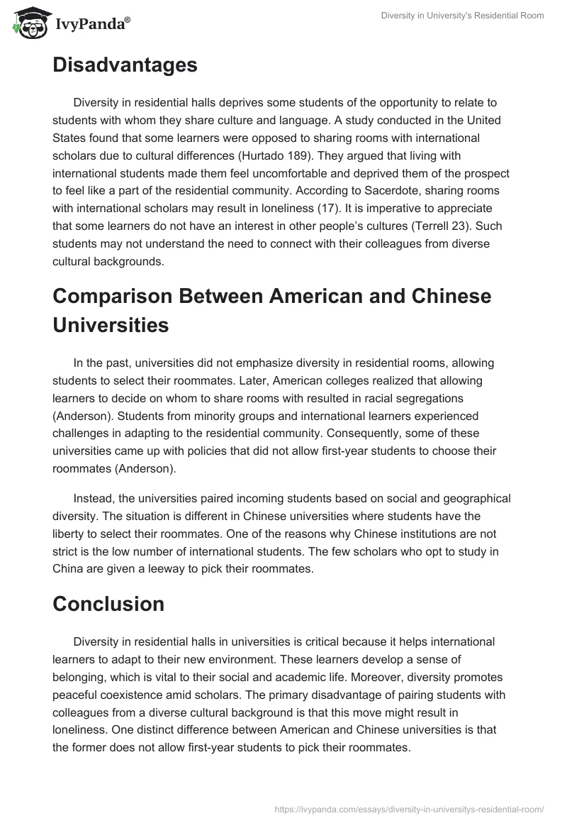Diversity in University's Residential Room. Page 2