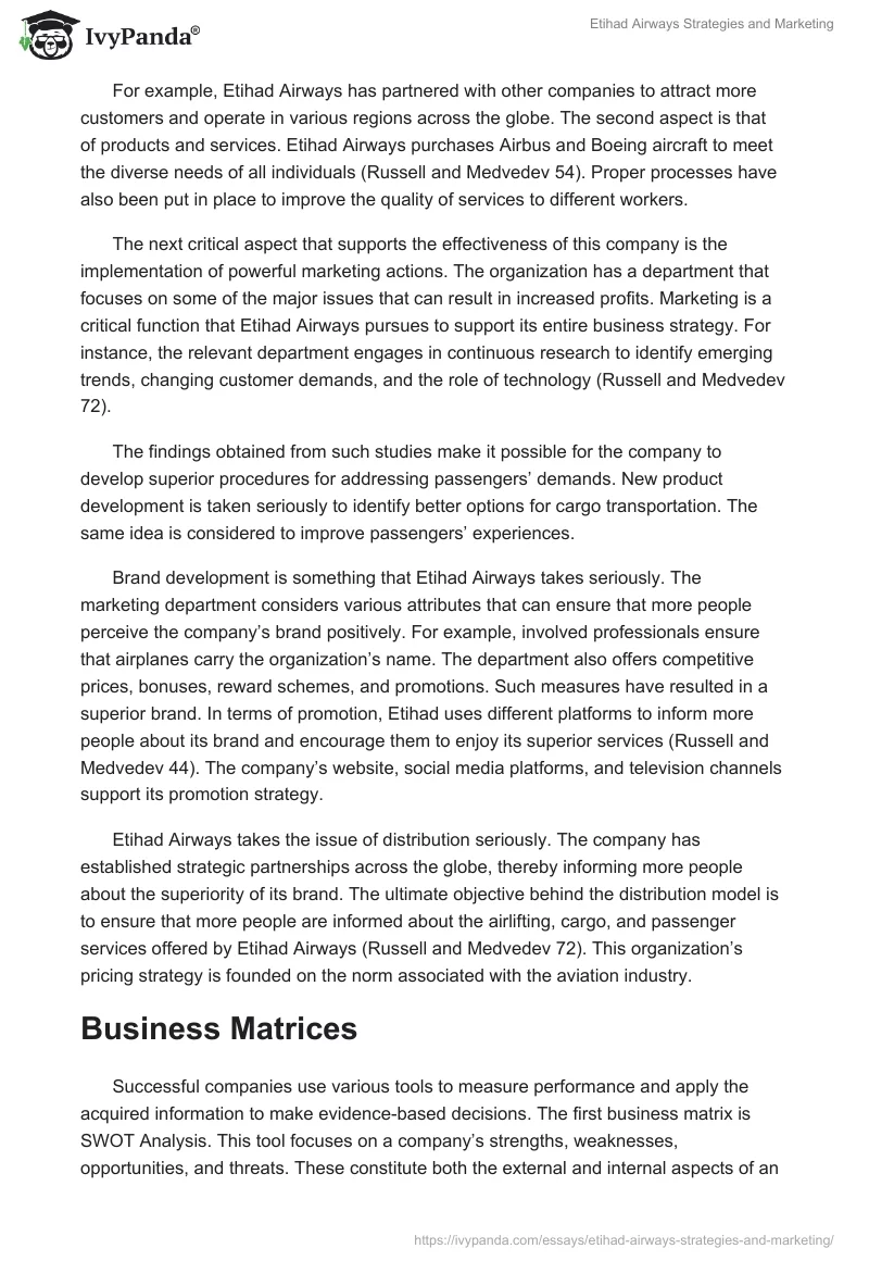 Etihad Airways Strategies and Marketing. Page 2