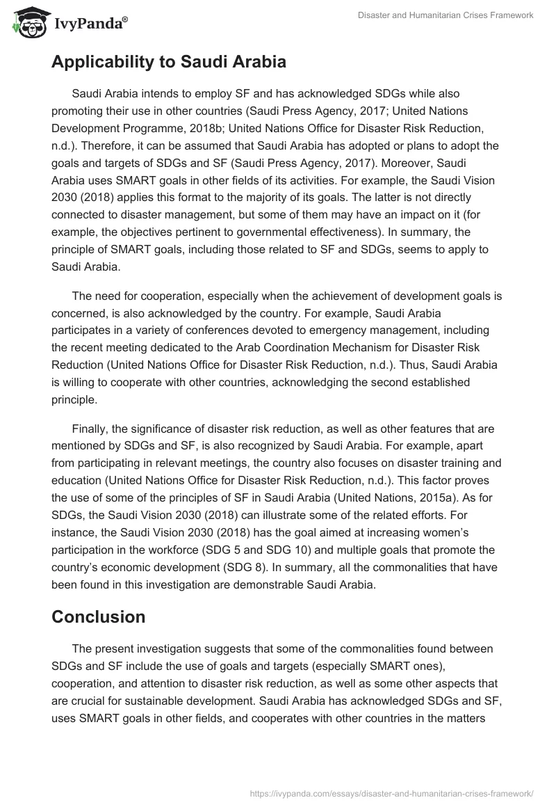 Disaster and Humanitarian Crises Framework. Page 5