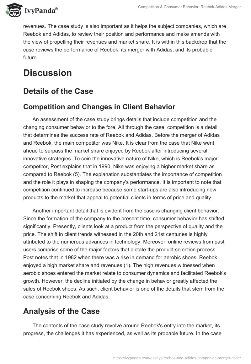 Competition & Consumer Behavior: Reebok-Adidas Merger. Page 2