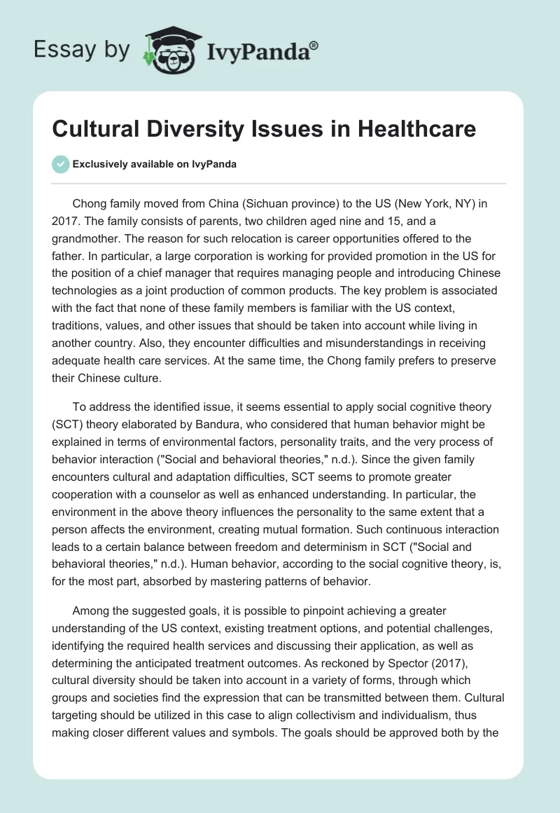 Cultural Diversity Issues in Healthcare. Page 1