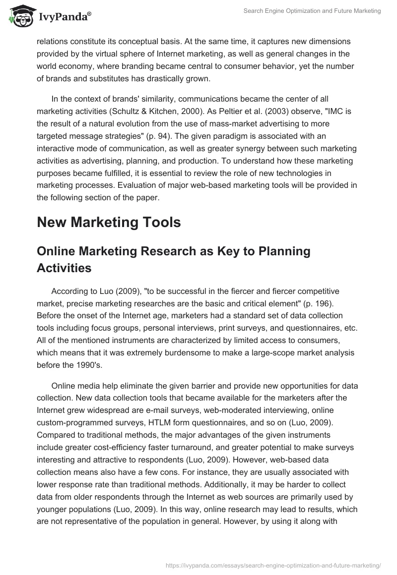 Search Engine Optimization and Future Marketing. Page 2
