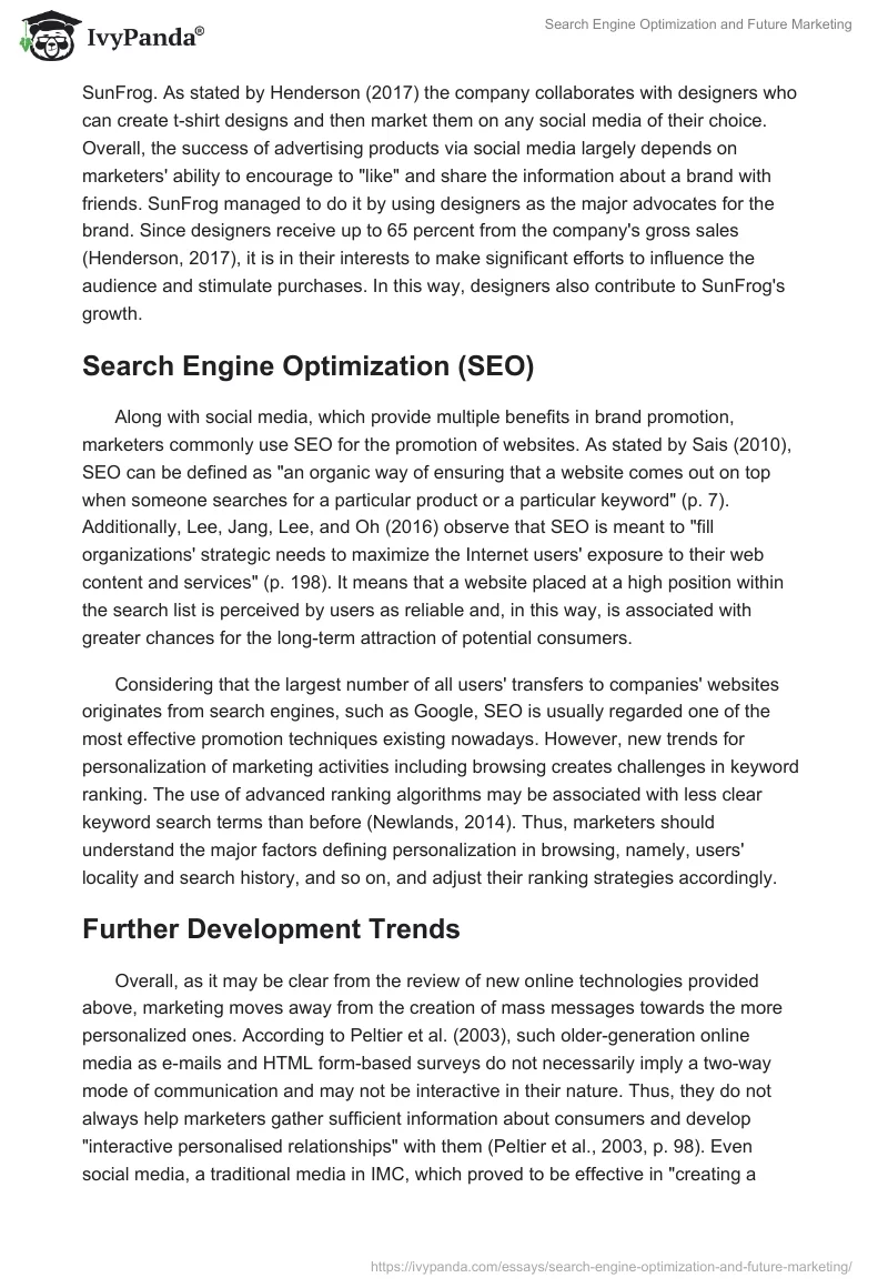 Search Engine Optimization and Future Marketing. Page 4