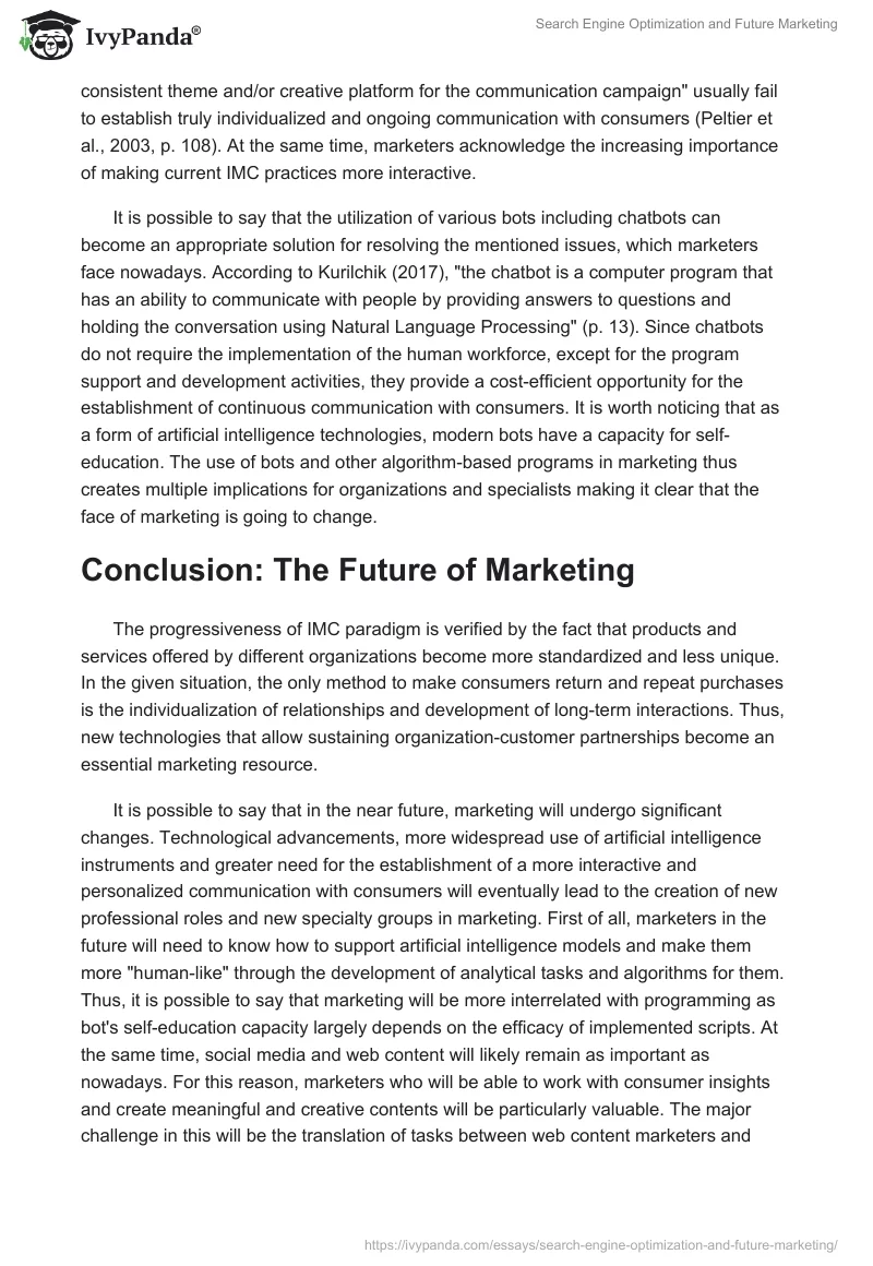 Search Engine Optimization and Future Marketing. Page 5