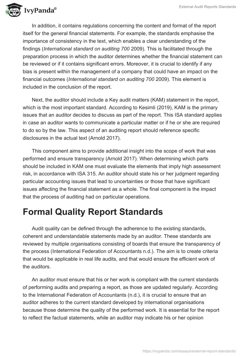 External Audit Reports Standards. Page 2