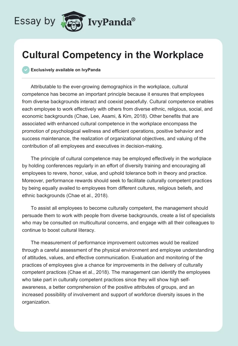 Cultural Competency in the Workplace. Page 1