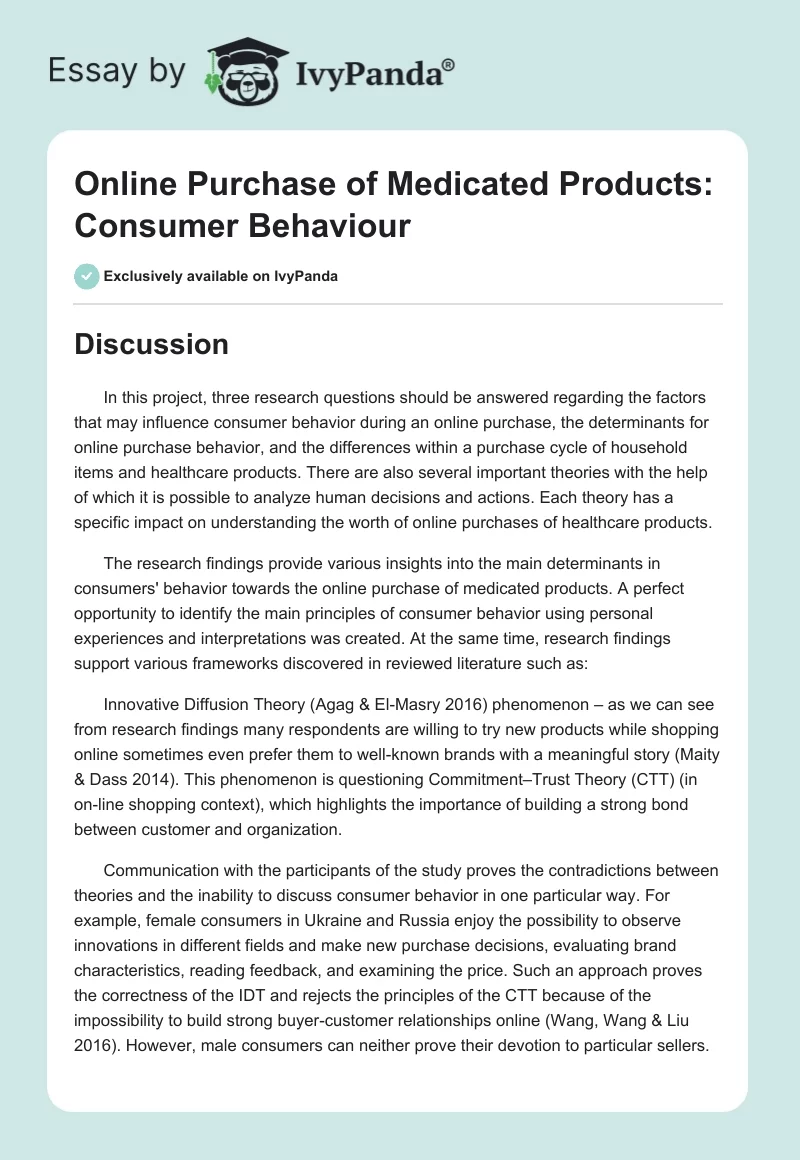 Online Purchase of Medicated Products: Consumer Behaviour. Page 1