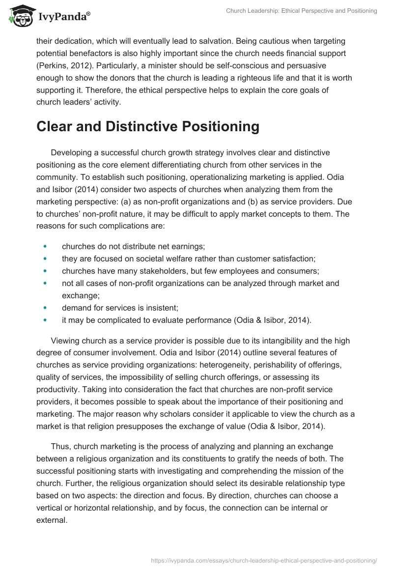 Church Leadership: Ethical Perspective and Positioning. Page 2