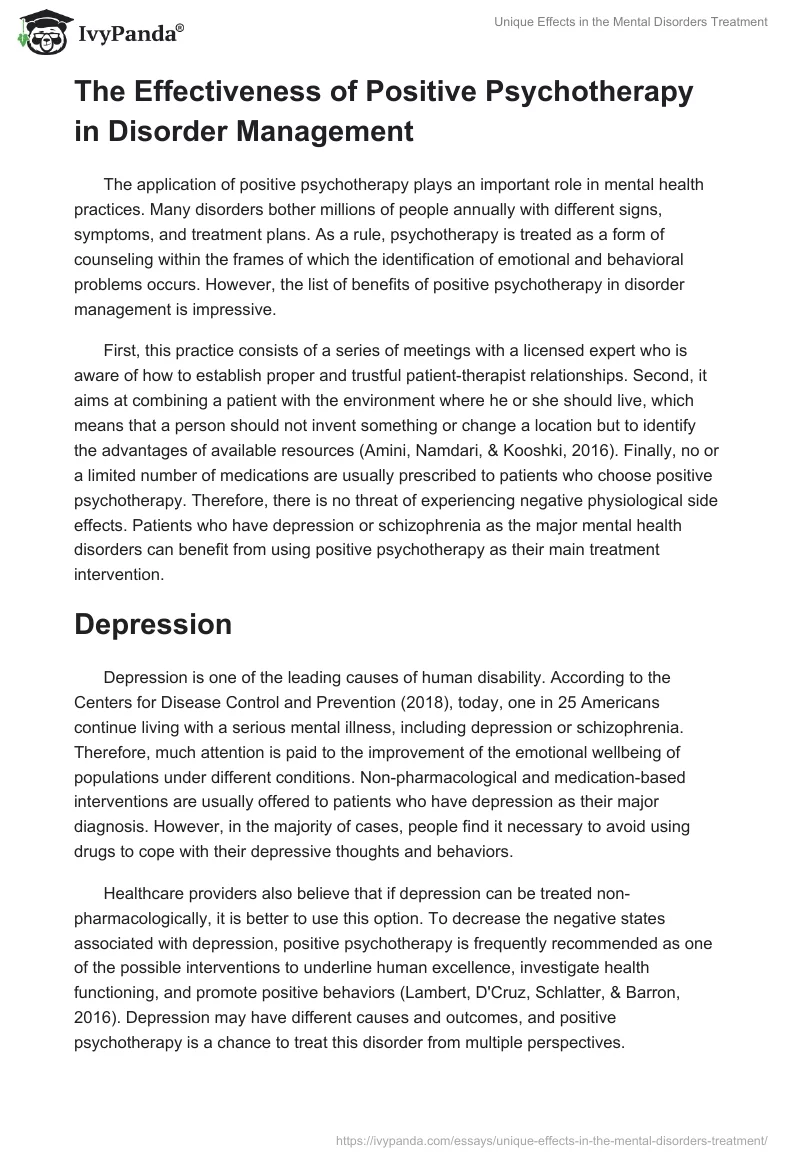 Unique Effects in the Mental Disorders Treatment. Page 4