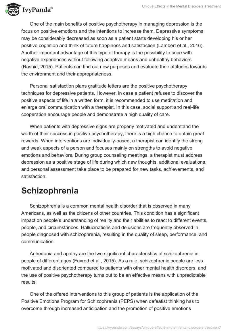 Unique Effects in the Mental Disorders Treatment. Page 5
