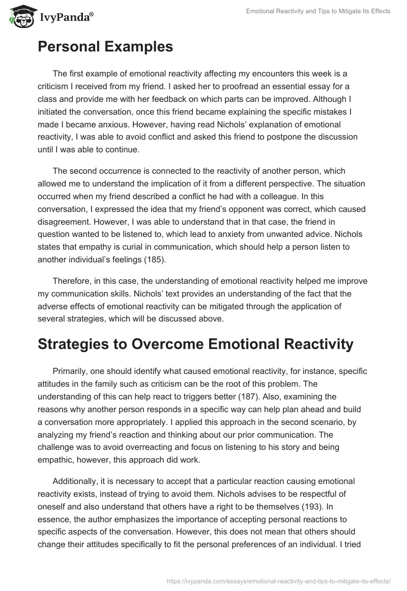 Emotional Reactivity and Tips to Mitigate Its Effects. Page 2