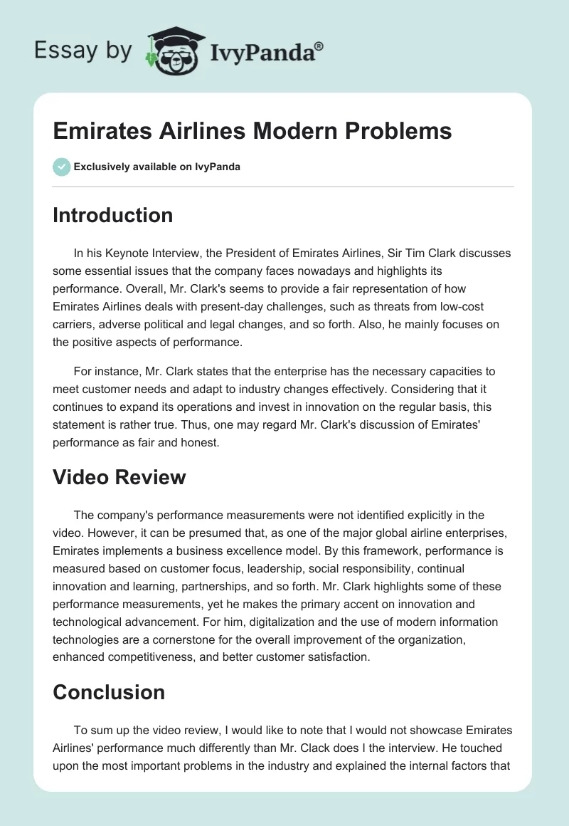 Emirates Airlines Modern Problems. Page 1