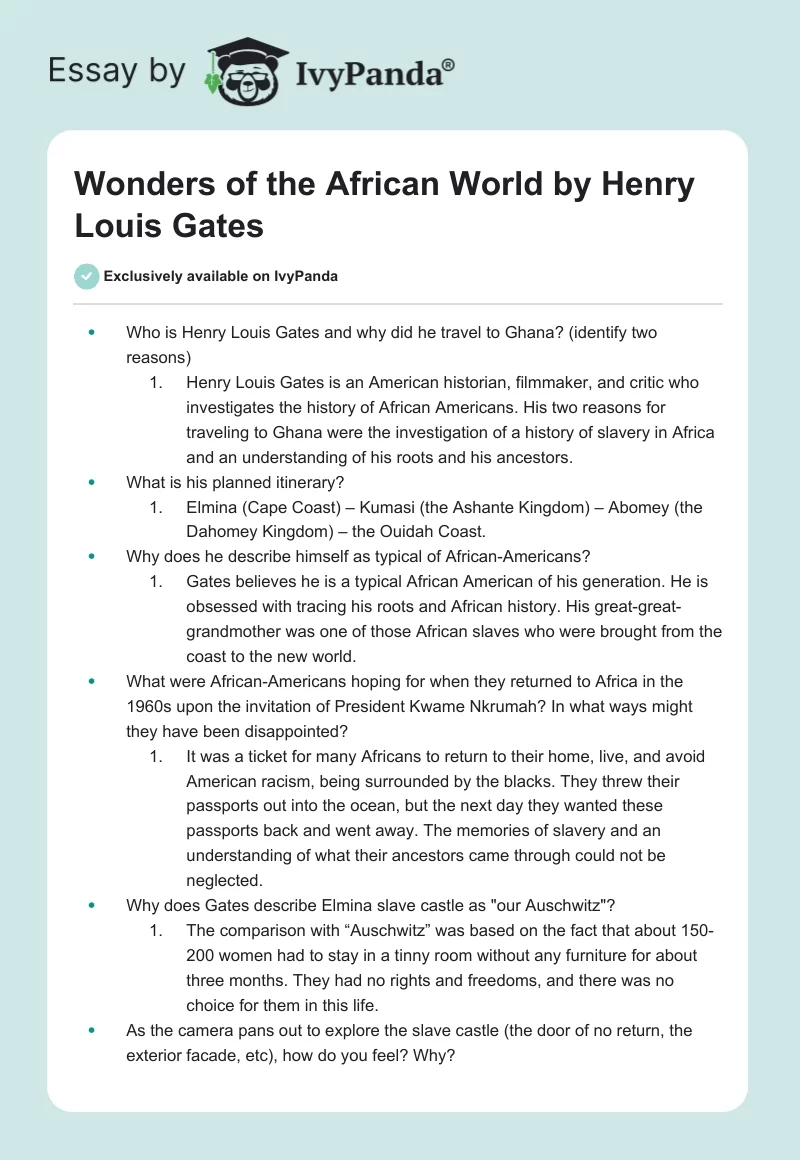 "Wonders of the African World" by Henry Louis Gates. Page 1