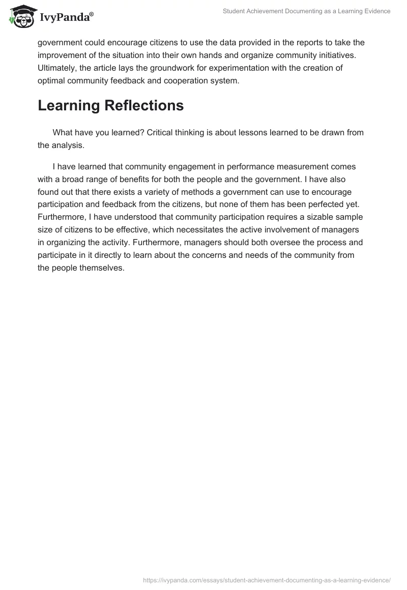 Student Achievement Documenting as a Learning Evidence. Page 5
