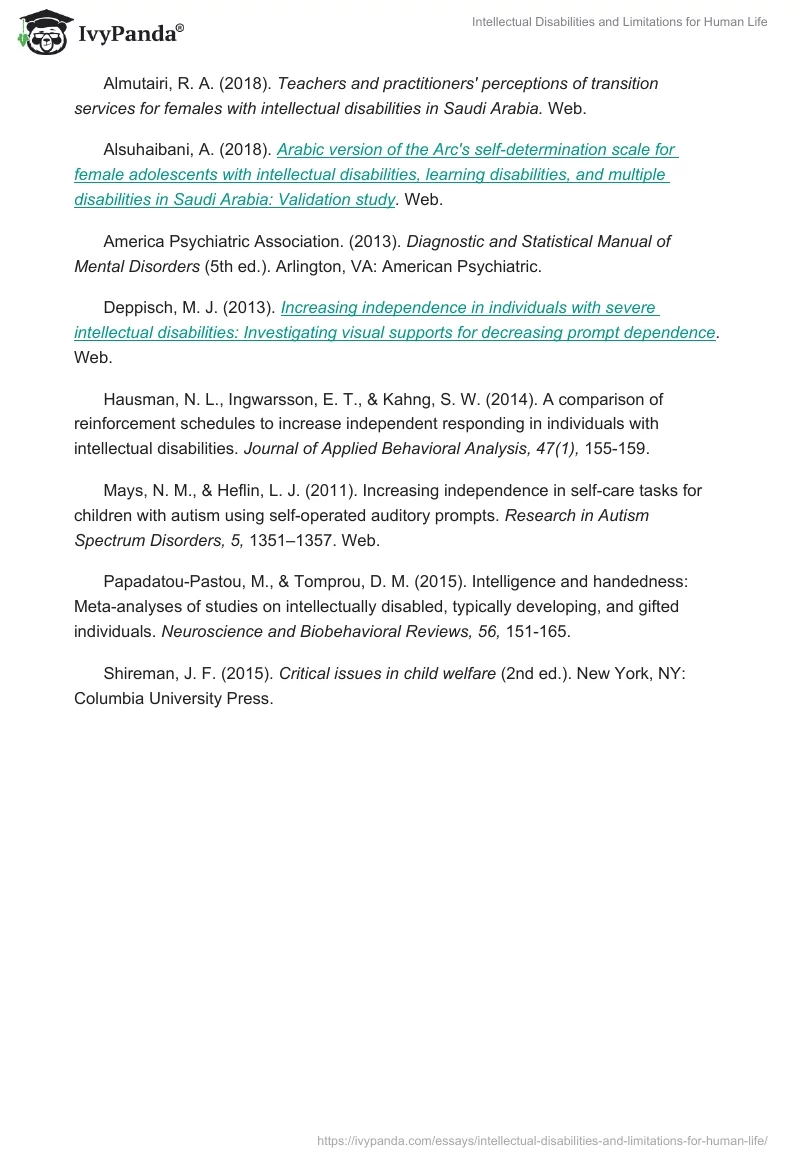 Intellectual Disabilities and Limitations for Human Life. Page 3