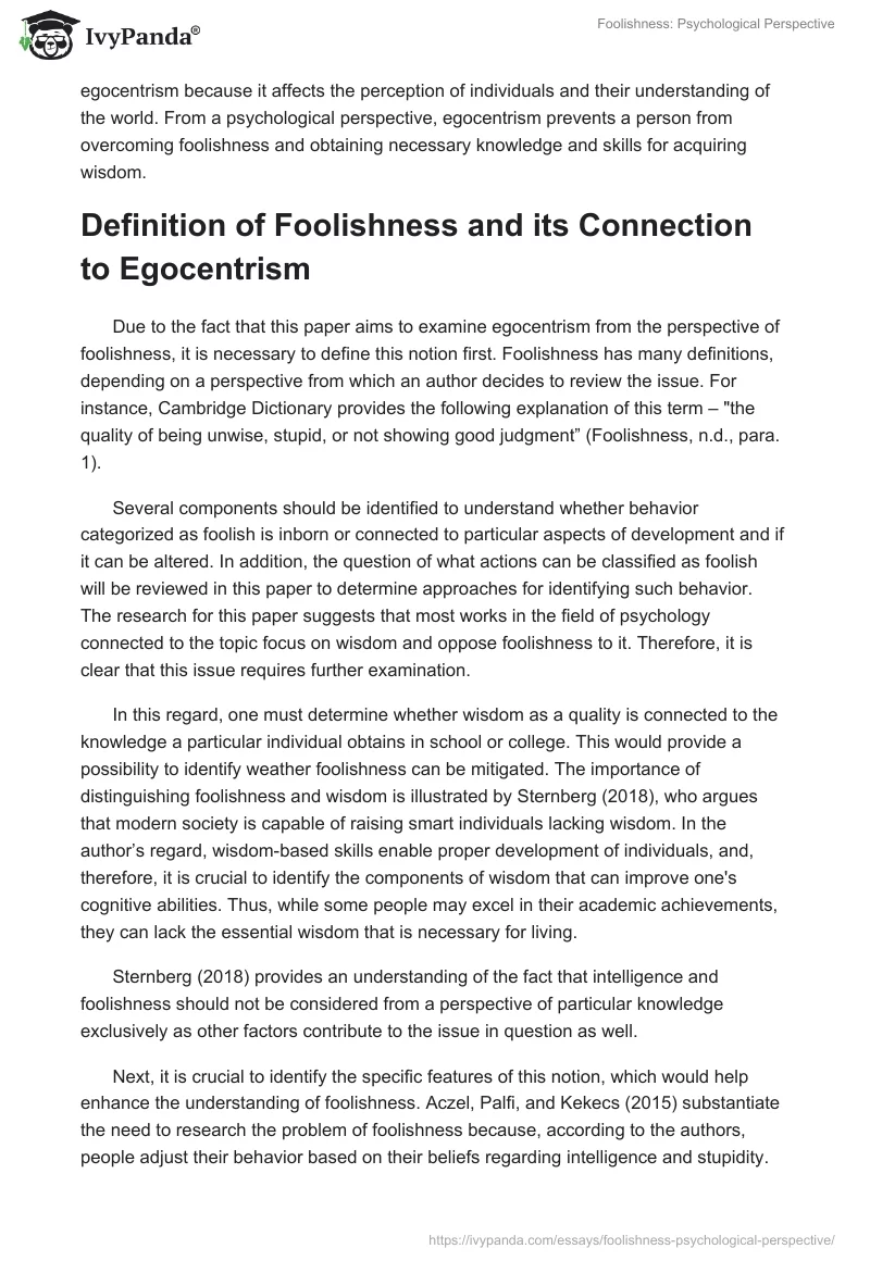 Foolishness: Psychological Perspective. Page 2