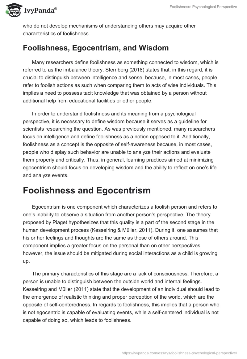 Foolishness: Psychological Perspective. Page 4