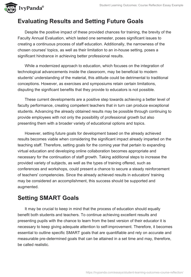 Student Learning Outcomes: Course Reflection Essay Example. Page 3