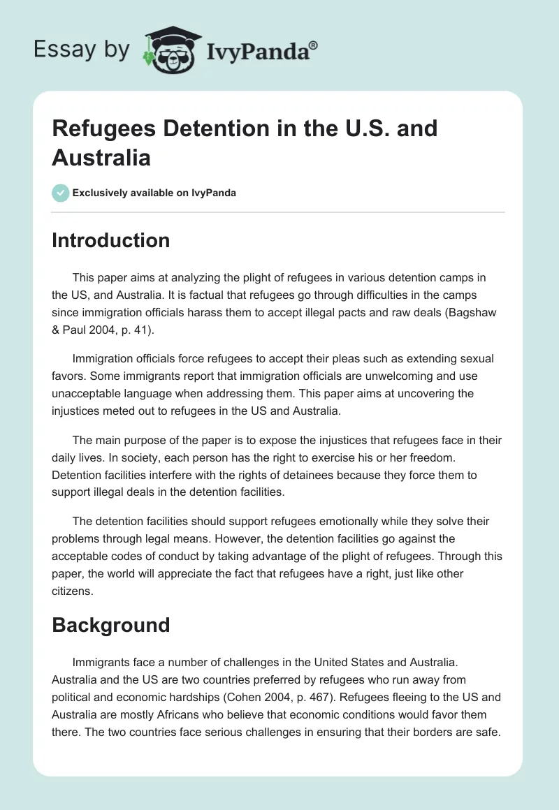 Refugees Detention in the U.S. and Australia. Page 1
