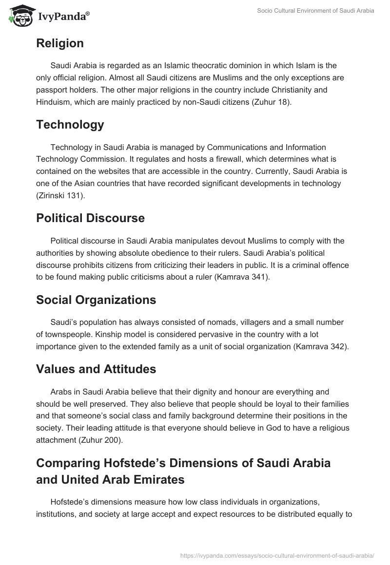 Socio Cultural Environment of Saudi Arabia. Page 2