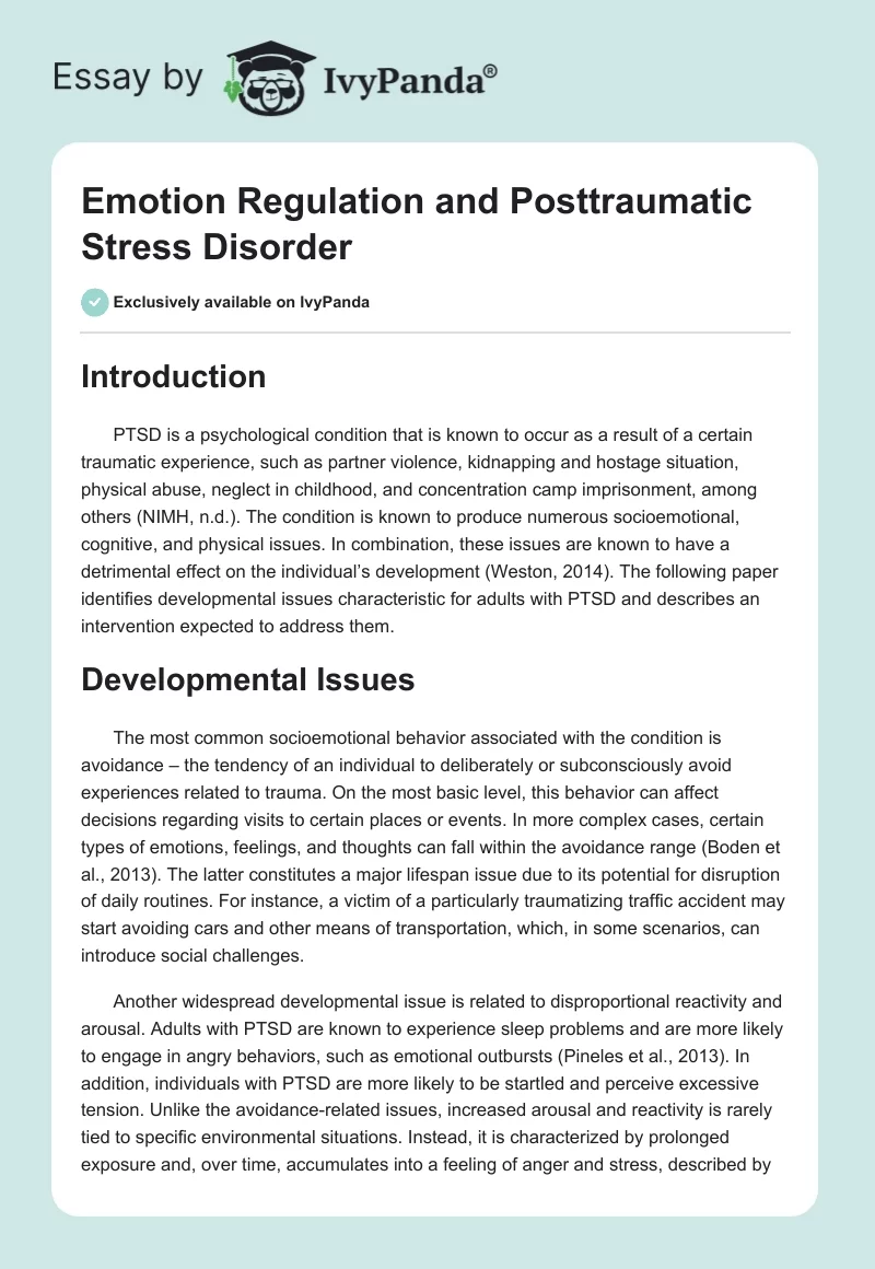 Emotion Regulation and Posttraumatic Stress Disorder. Page 1