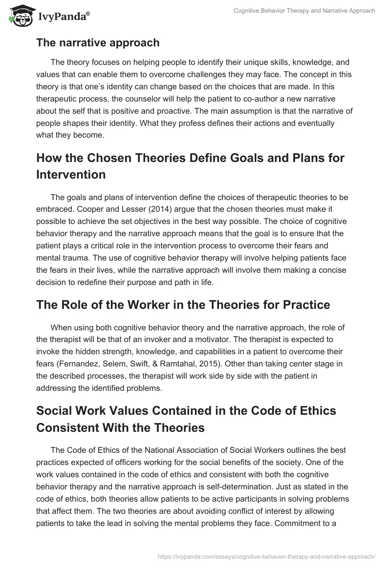 Cognitive Behavior Therapy and Narrative Approach. Page 2