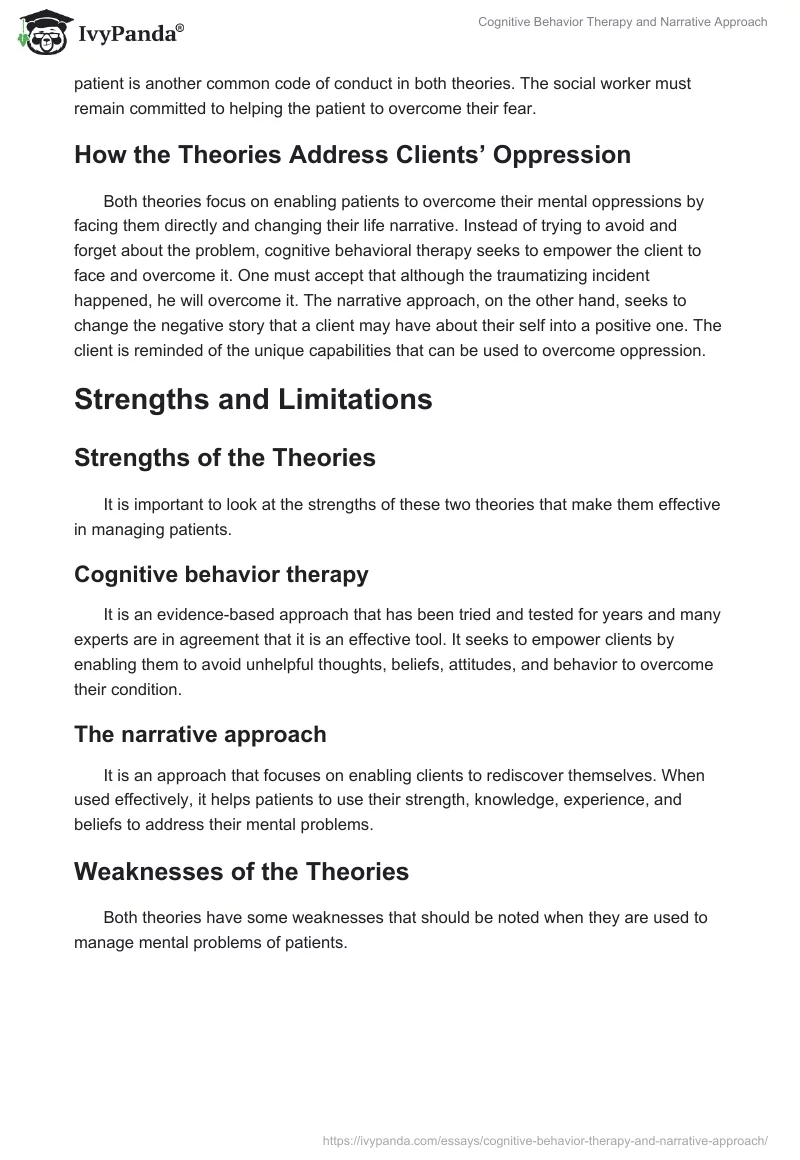 Cognitive Behavior Therapy and Narrative Approach. Page 3