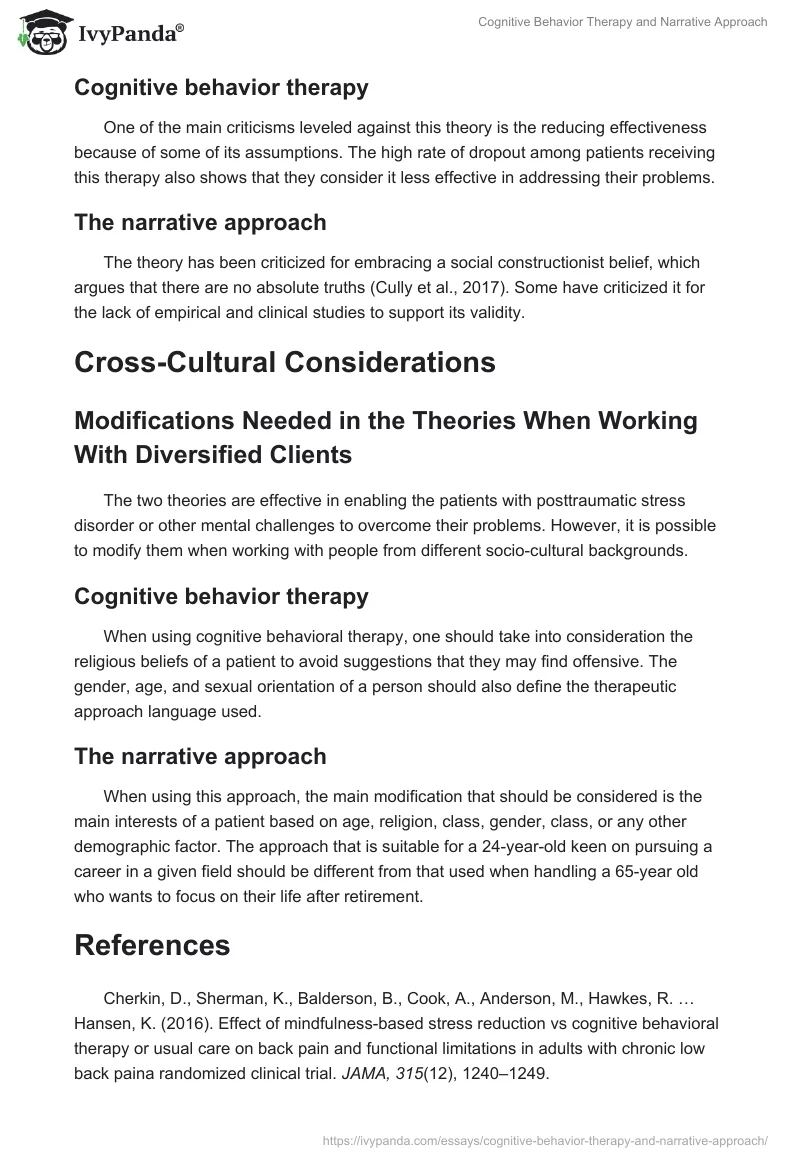 Cognitive Behavior Therapy and Narrative Approach. Page 4