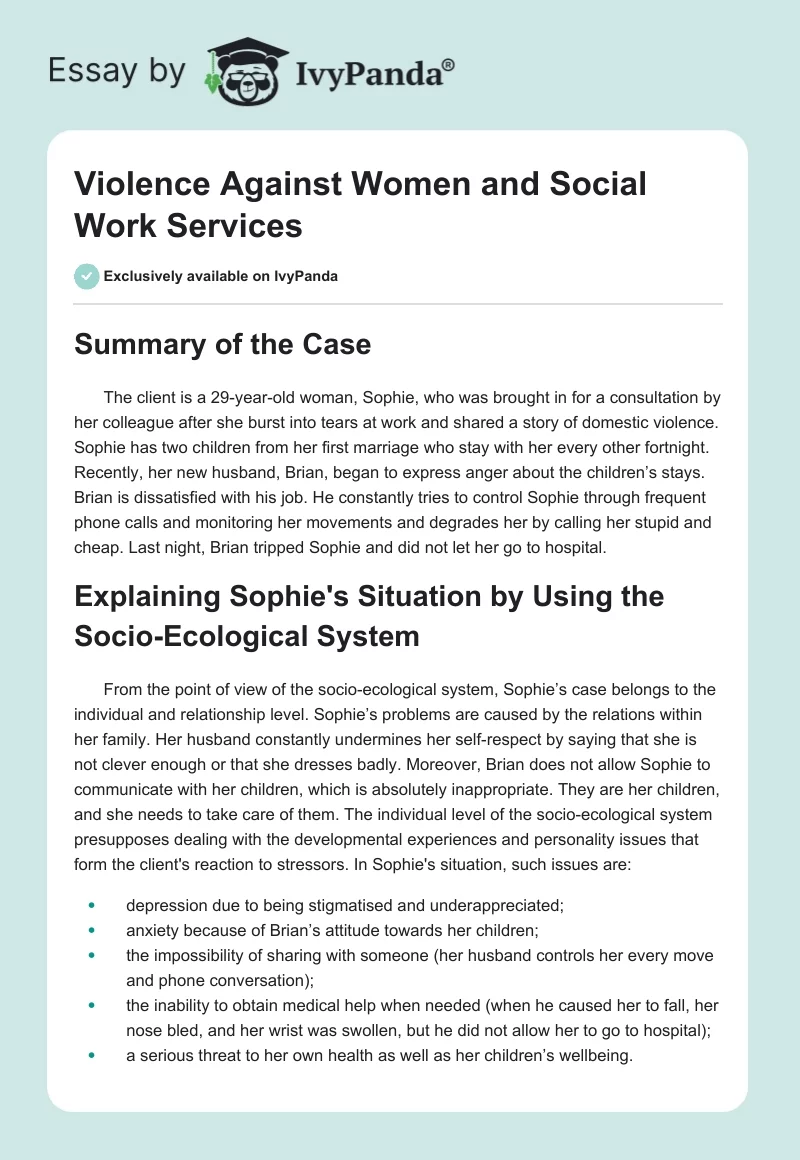 Violence Against Women and Social Work Services. Page 1