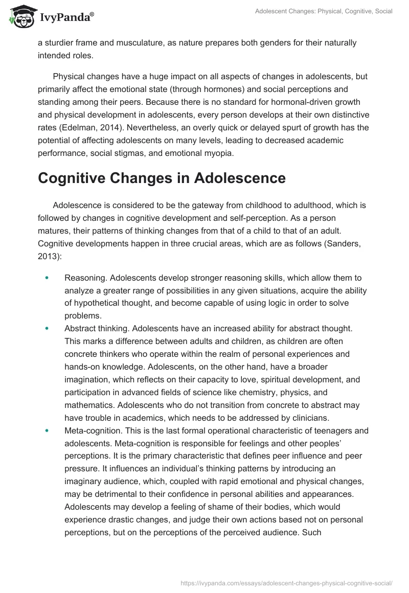 Adolescent Changes: Physical, Cognitive, Social. Page 2