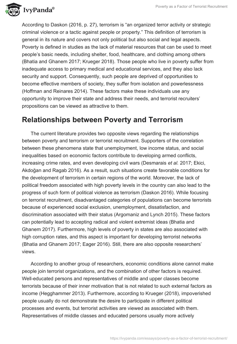 Poverty as a Factor of Terrorist Recruitment. Page 3