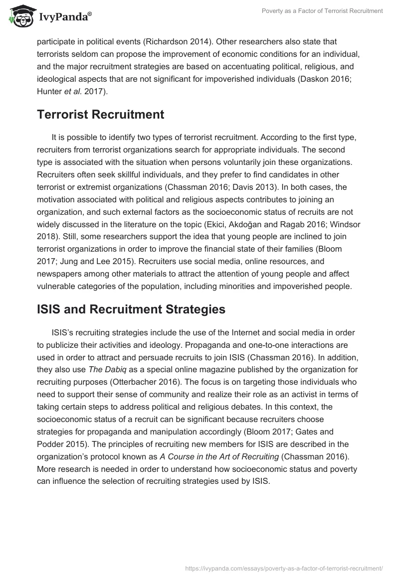 Poverty as a Factor of Terrorist Recruitment. Page 4
