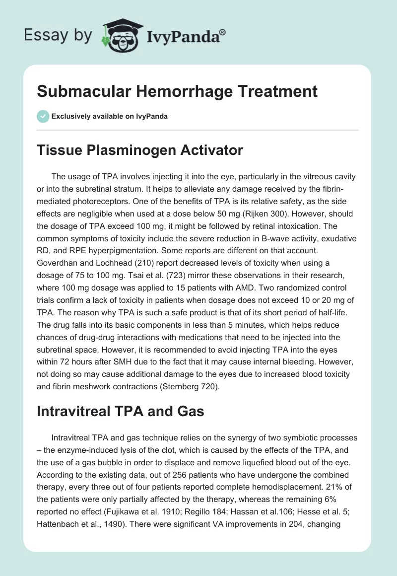 Submacular Hemorrhage Treatment. Page 1