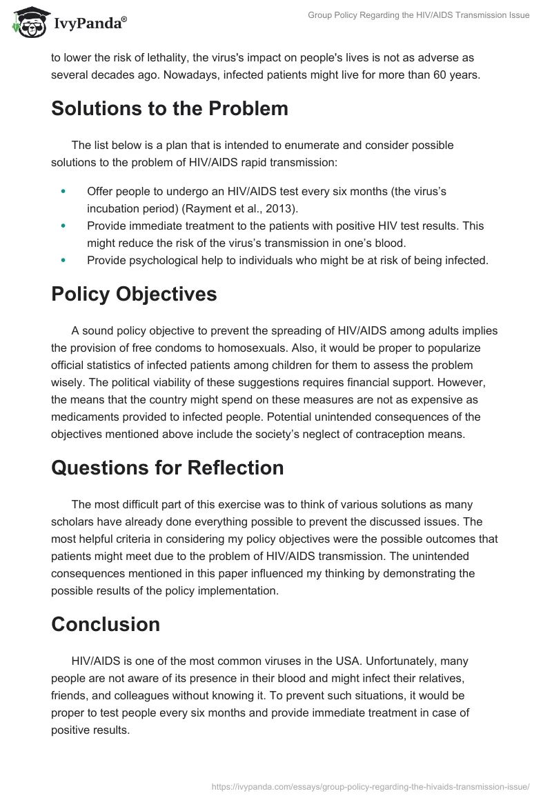 Group Policy Regarding the HIV/AIDS Transmission Issue. Page 2