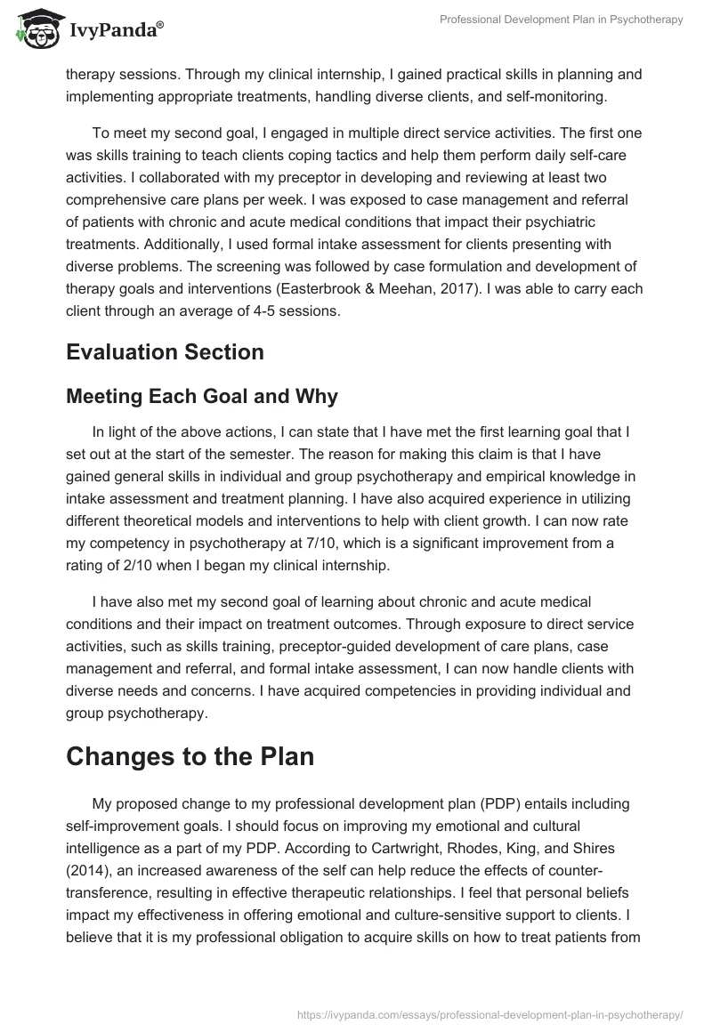 Professional Development Plan in Psychotherapy. Page 3