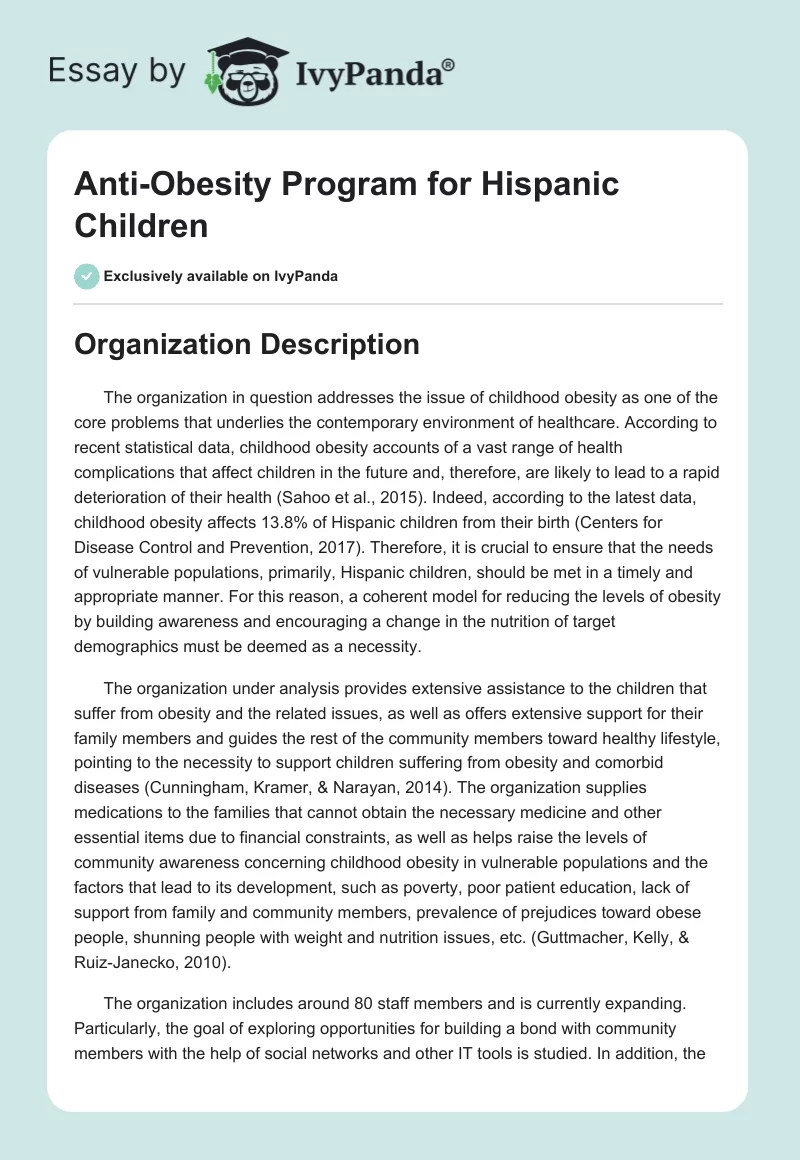 Anti-Obesity Program for Hispanic Children. Page 1