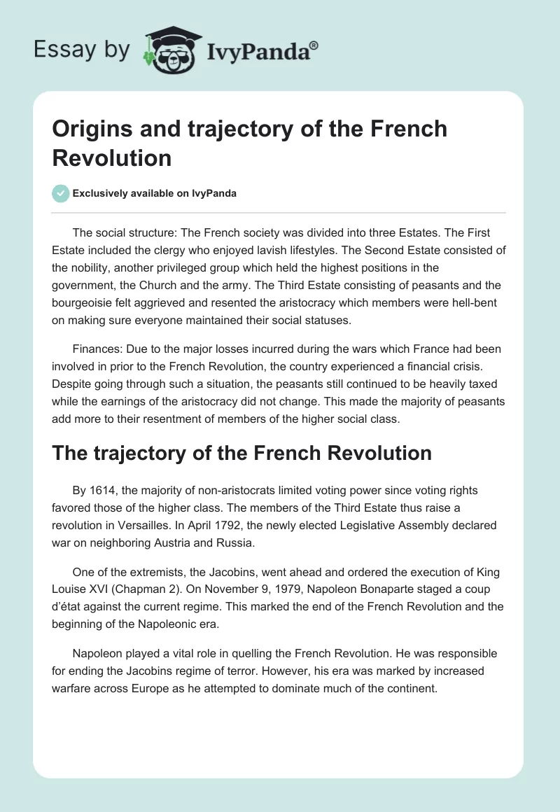 Origins and trajectory of the French Revolution. Page 1