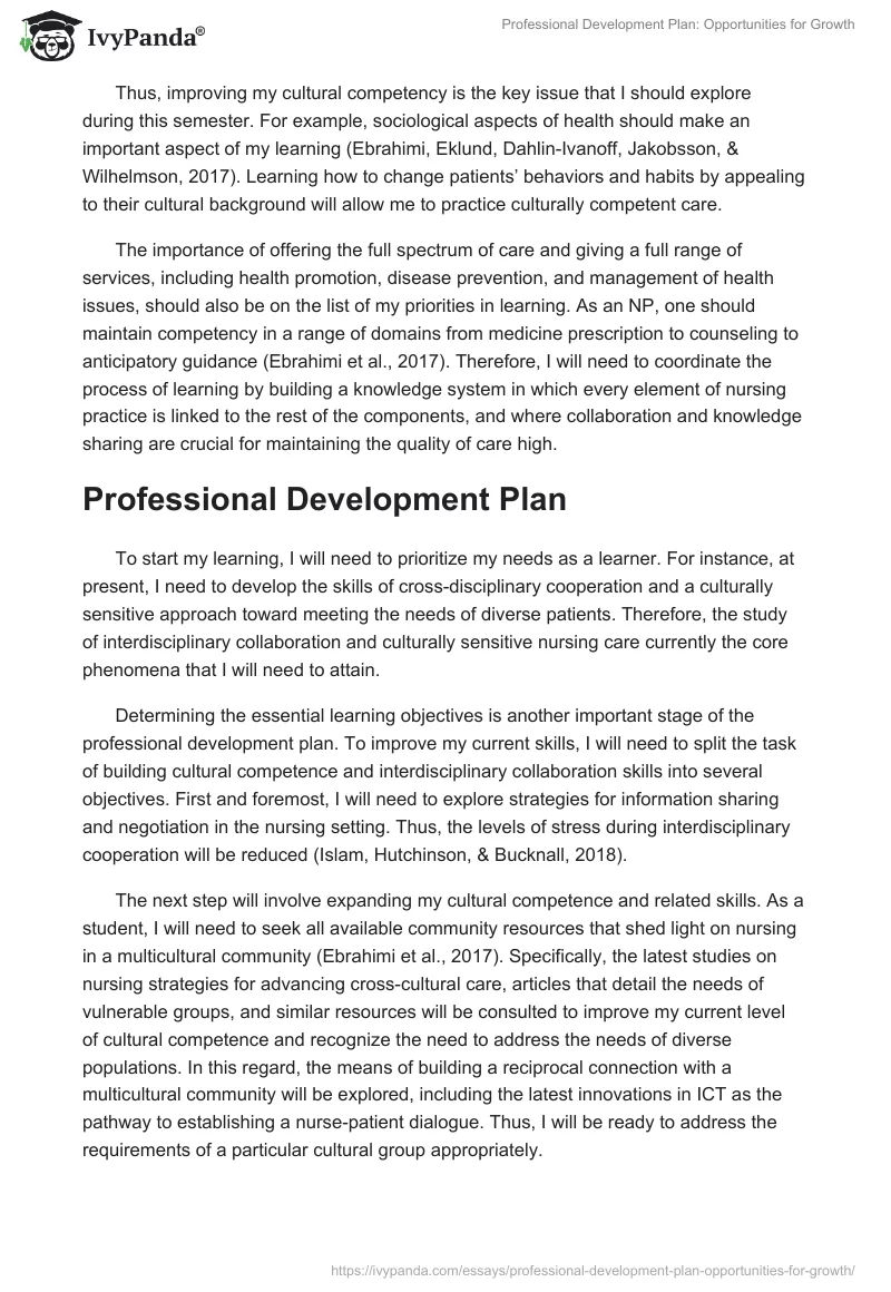 Professional Development Plan: Opportunities for Growth. Page 2