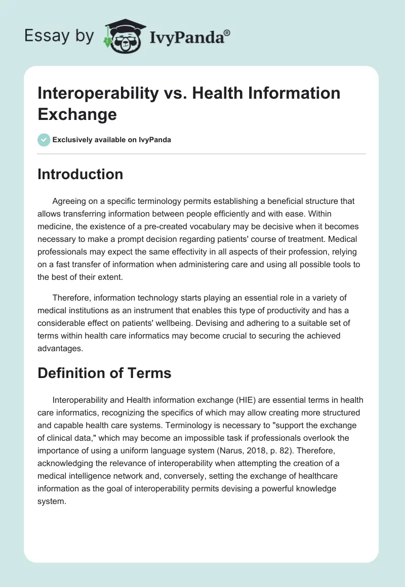 Interoperability vs. Health Information Exchange. Page 1