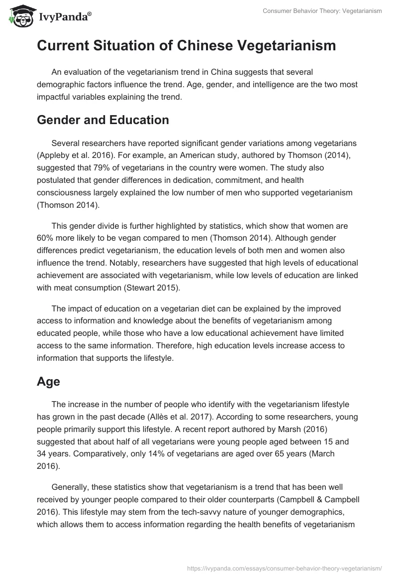 Consumer Behavior Theory: Vegetarianism. Page 2